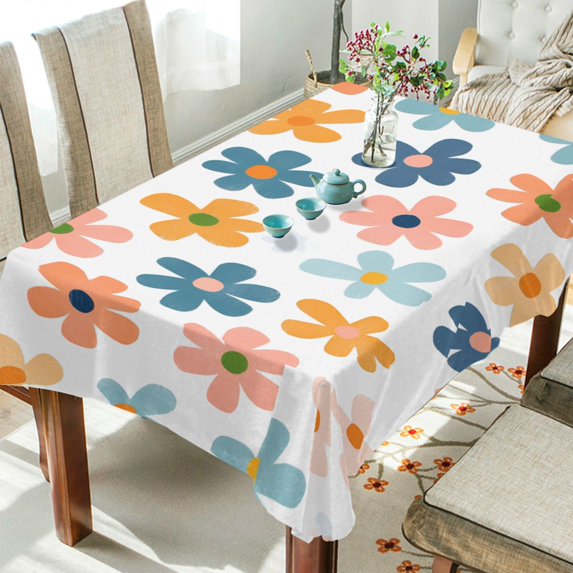 Yayeee Tablecloths 60" x 60" Rectangle Wrinkle Resistant Party Table Cover, Colorful Flowers