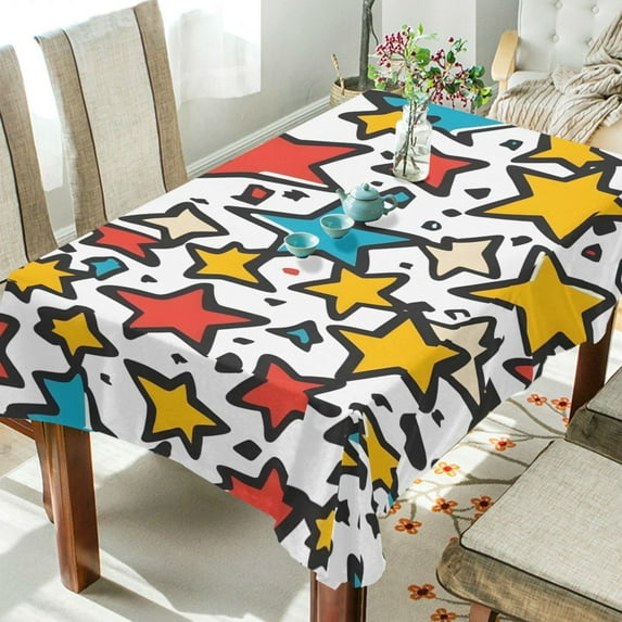 Yayeee Tablecloths 60" x 60" Rectangle Wrinkle Resistant Party Table Cover, Colorful Stars
