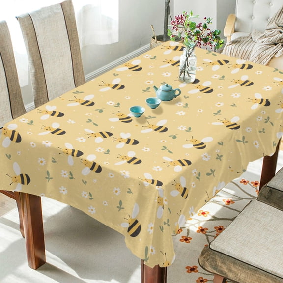 Yayeee Tablecloths 60" x 60" Rectangle Wrinkle Resistant Party Table Cover, Cute Bee Pattern