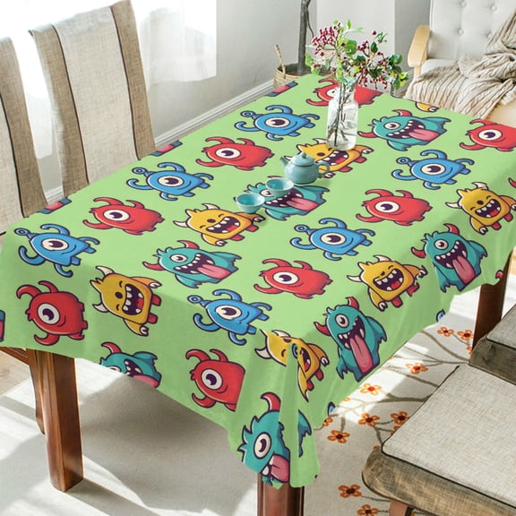 Yayeee Tablecloths 60" x 60" Rectangle Wrinkle Resistant Party Table Cover, Cute Monsters Pattern
