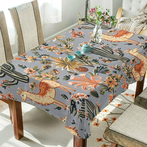 Yayeee Tablecloths 60" x 60" Rectangle Wrinkle Resistant Party Table Cover, Gray Llama Pattern