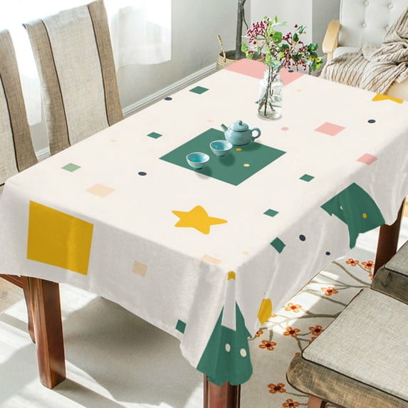 Yayeee Tablecloths 60" x 60" Rectangle Wrinkle Resistant Party Table Cover, Green Abstract Pattern