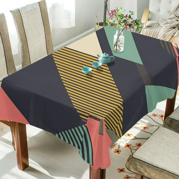 Yayeee Tablecloths 60" x 60" Rectangle Wrinkle Resistant Party Table Cover, Green Geometric