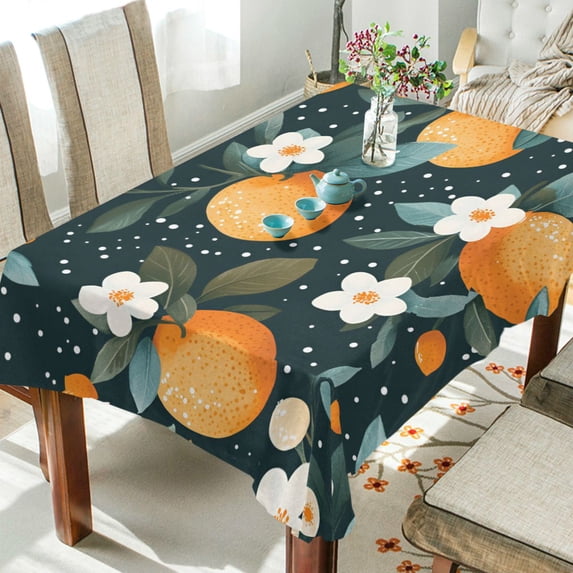 Yayeee Tablecloths 60" x 60" Rectangle Wrinkle Resistant Party Table Cover, Green Oranges