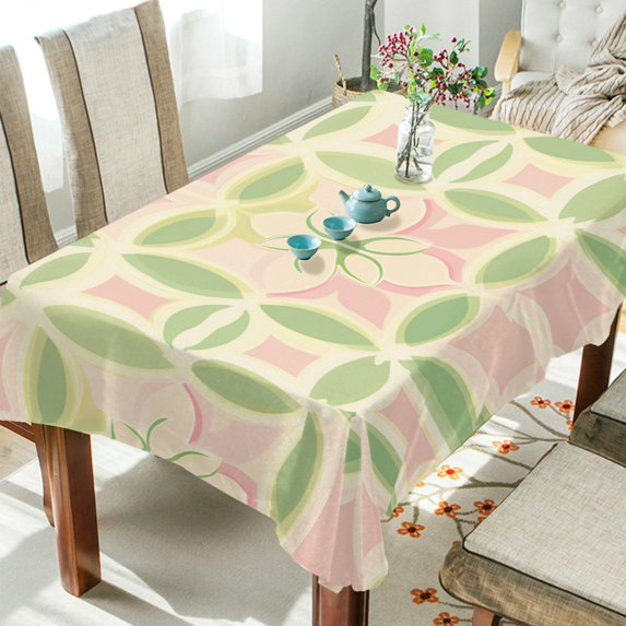 Yayeee Tablecloths 60" x 60" Rectangle Wrinkle Resistant Party Table Cover, Light Green Geometric