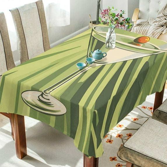 Yayeee Tablecloths 60" x 60" Rectangle Wrinkle Resistant Party Table Cover, Light Green Martini