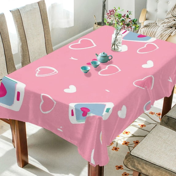 Yayeee Tablecloths 60" x 60" Rectangle Wrinkle Resistant Party Table Cover, Love Connection