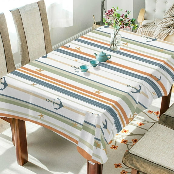 Yayeee Tablecloths 60" x 60" Rectangle Wrinkle Resistant Party Table Cover, Nautical Pattern