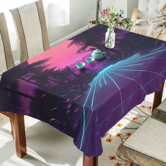 Yayeee Tablecloths 60" x 60" Rectangle Wrinkle Resistant Party Table Cover, Night Neon Road