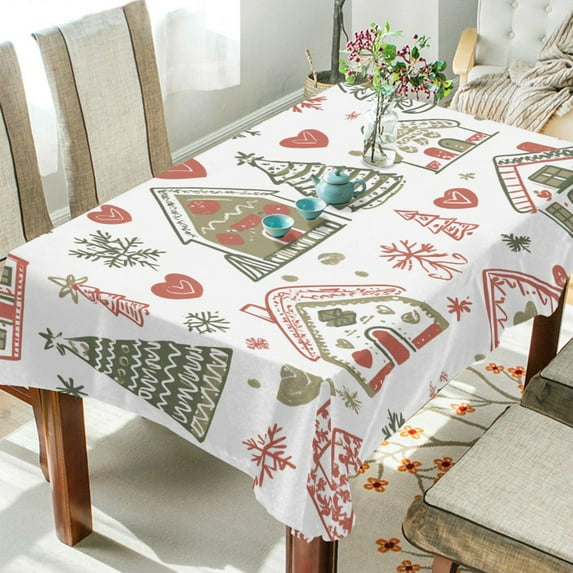 Yayeee Tablecloths 60" x 60" Rectangle Wrinkle Resistant Party Table Cover, Nordic Christmas House