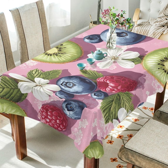 Yayeee Tablecloths 60" x 60" Rectangle Wrinkle Resistant Party Table Cover, Pink Blueberries