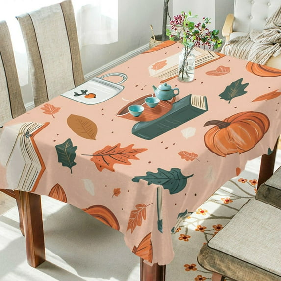 Yayeee Tablecloths 60" x 60" Rectangle Wrinkle Resistant Party Table Cover, Pink Fall Coffee