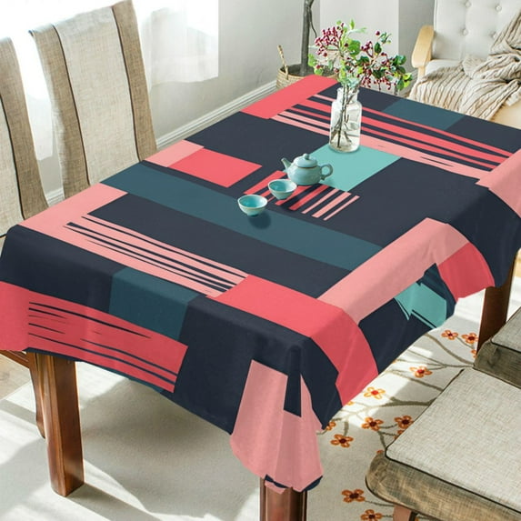 Yayeee Tablecloths 60" x 60" Rectangle Wrinkle Resistant Party Table Cover, Pink Geometric
