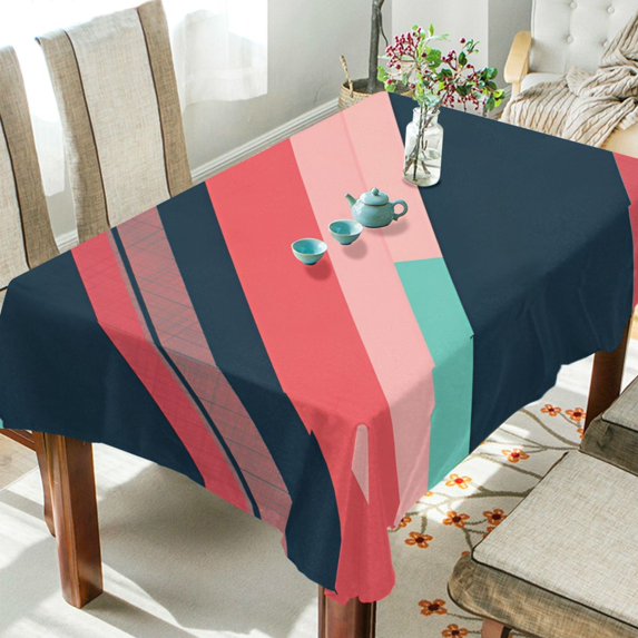 Yayeee Tablecloths 60" x 60" Rectangle Wrinkle Resistant Party Table Cover, Pink Geometric