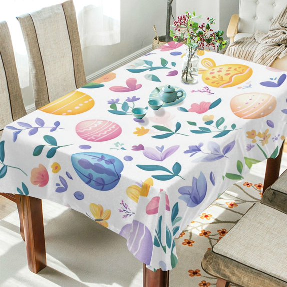 Yayeee Tablecloths 60" x 60" Rectangle Wrinkle Resistant Party Table Cover, Purple Easter Eggs