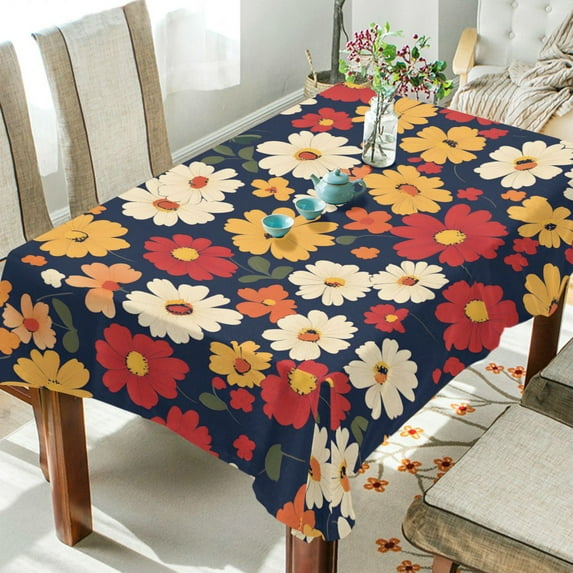 Yayeee Tablecloths 60" x 60" Rectangle Wrinkle Resistant Party Table Cover, Red Floral