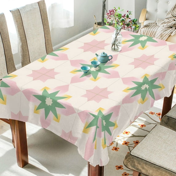 Yayeee Tablecloths 60" x 60" Rectangle Wrinkle Resistant Party Table Cover, Retro Green Stars