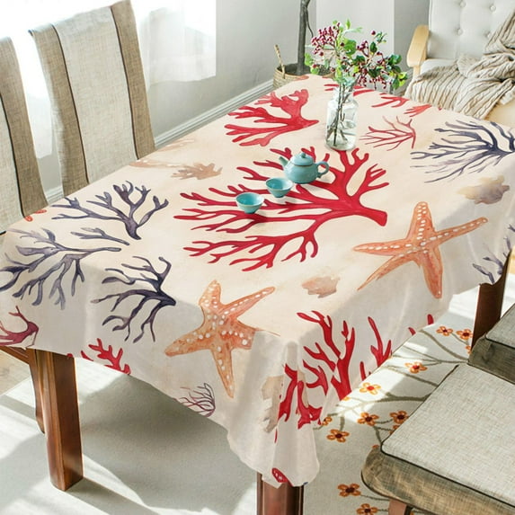 Yayeee Tablecloths 60" x 60" Rectangle Wrinkle Resistant Party Table Cover, Retro Starfish