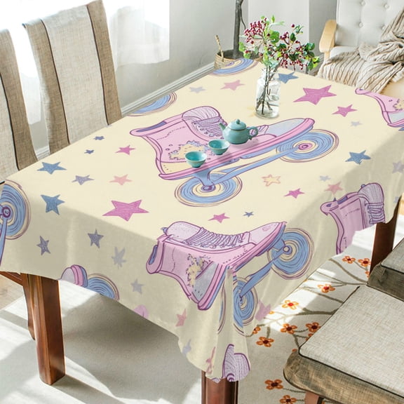 Yayeee Tablecloths 60" x 60" Rectangle Wrinkle Resistant Party Table Cover, Roller Disco