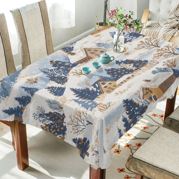 Yayeee Tablecloths 60" x 60" Rectangle Wrinkle Resistant Party Table Cover, Snowy Winter