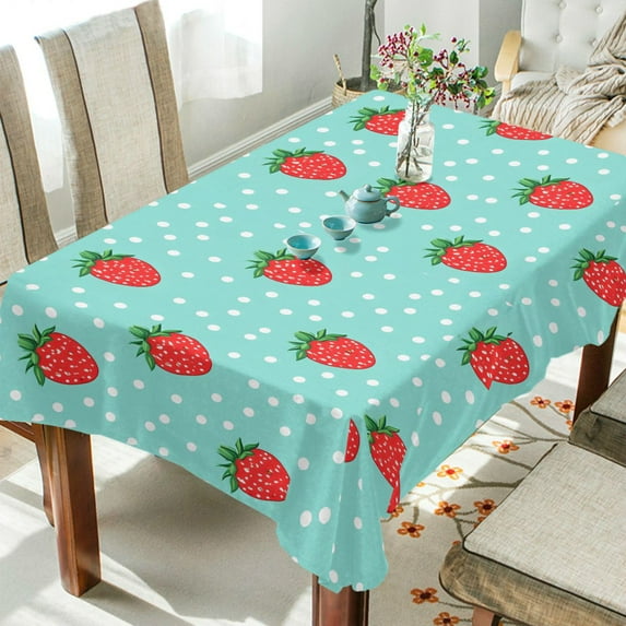 Yayeee Tablecloths 60" x 60" Rectangle Wrinkle Resistant Party Table Cover, Strawberry Pattern