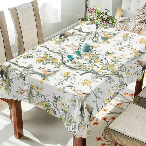 Yayeee Tablecloths 60" x 60" Rectangle Wrinkle Resistant Party Table Cover, Watercolor Forest Animals