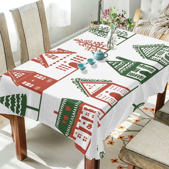 Yayeee Tablecloths 60" x 60" Rectangle Wrinkle Resistant Party Table Cover, White Christmas House