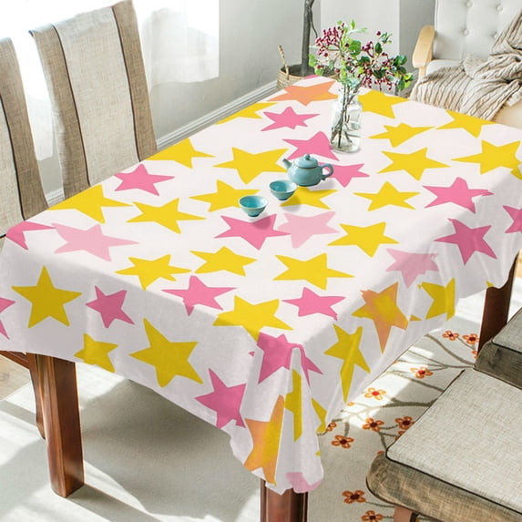 Yayeee Tablecloths 60" x 60" Rectangle Wrinkle Resistant Party Table Cover, White Stars Pattern