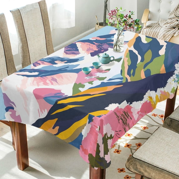 Yayeee Tablecloths 60" x 90" Rectangle Wrinkle Resistant Party Table Cover, Abstract Mountain