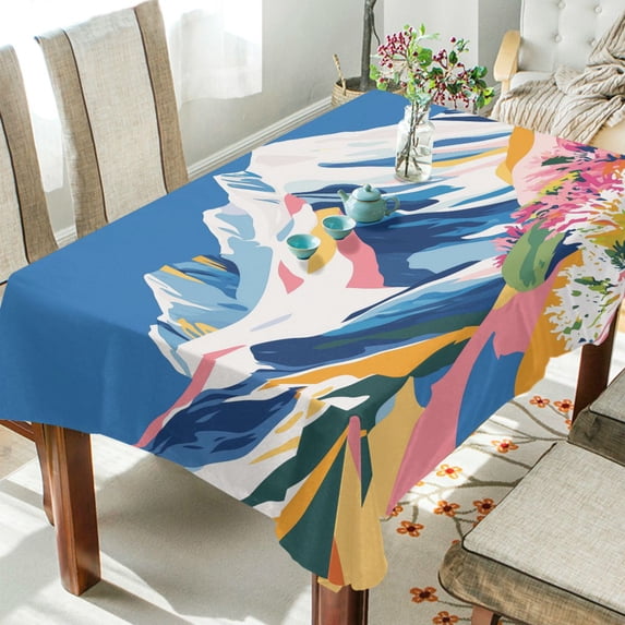 Yayeee Tablecloths 60" x 90" Rectangle Wrinkle Resistant Party Table Cover, Abstract Snow Mountain