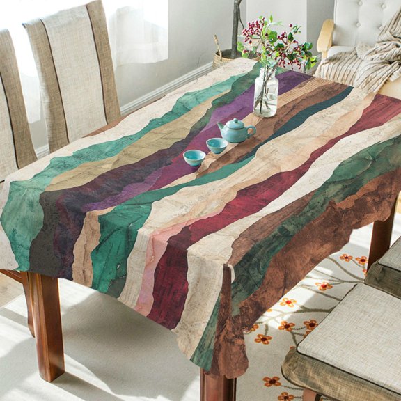 Yayeee Tablecloths 60" x 90" Rectangle Wrinkle Resistant Party Table Cover, Artistic Desert Waves