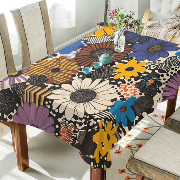 Yayeee Tablecloths 60" x 90" Rectangle Wrinkle Resistant Party Table Cover, Beige Flowers
