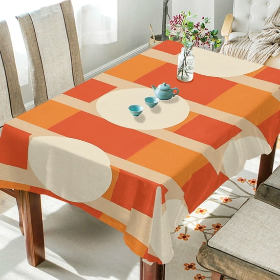 Yayeee Tablecloths 60" x 90" Rectangle Wrinkle Resistant Party Table Cover, Beige Geometric Circles