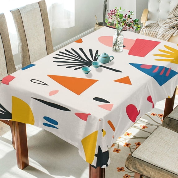 Yayeee Tablecloths 60" x 90" Rectangle Wrinkle Resistant Party Table Cover, Beige Geometric
