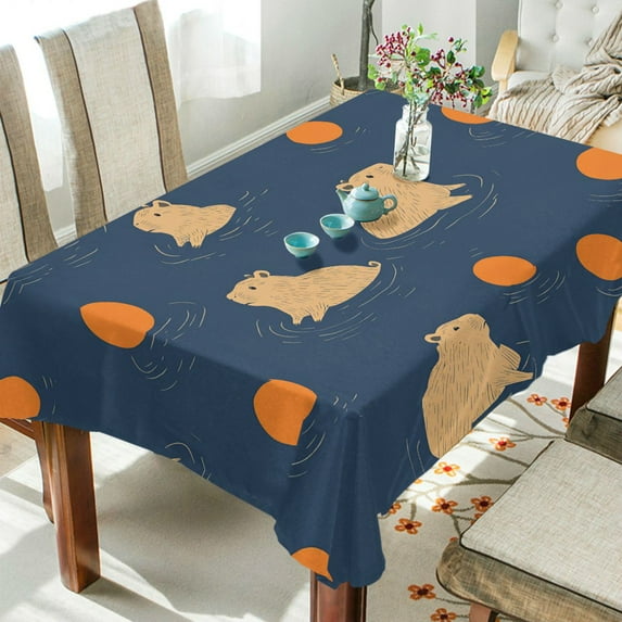 Yayeee Tablecloths 60" x 90" Rectangle Wrinkle Resistant Party Table Cover, Blue Capybaras