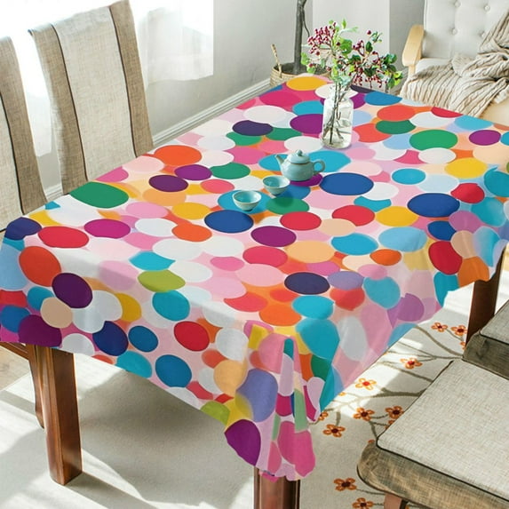 Yayeee Tablecloths 60" x 90" Rectangle Wrinkle Resistant Party Table Cover, Blue Colorful Circles