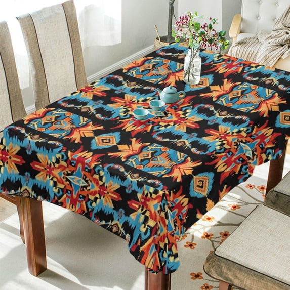 Yayeee Tablecloths 60" x 90" Rectangle Wrinkle Resistant Party Table Cover, Blue Geometric