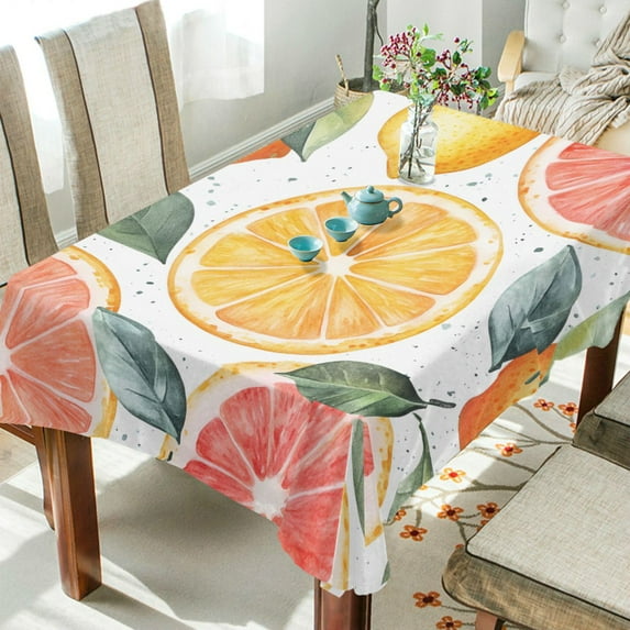 Yayeee Tablecloths 60" x 90" Rectangle Wrinkle Resistant Party Table Cover, Candy Lemon Slices