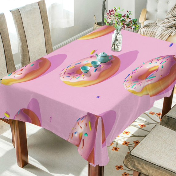 Yayeee Tablecloths 60" x 90" Rectangle Wrinkle Resistant Party Table Cover, Cartoon Doughnuts