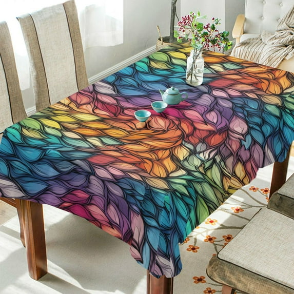 Yayeee Tablecloths 60" x 90" Rectangle Wrinkle Resistant Party Table Cover, Colorful Dragon Scales Pattern
