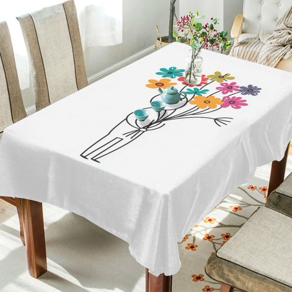 Yayeee Tablecloths 60" x 90" Rectangle Wrinkle Resistant Party Table Cover, Colorful Flower
