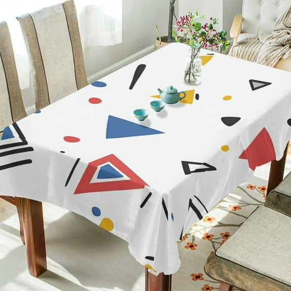 Yayeee Tablecloths 60" x 90" Rectangle Wrinkle Resistant Party Table Cover, Colorful Geometric