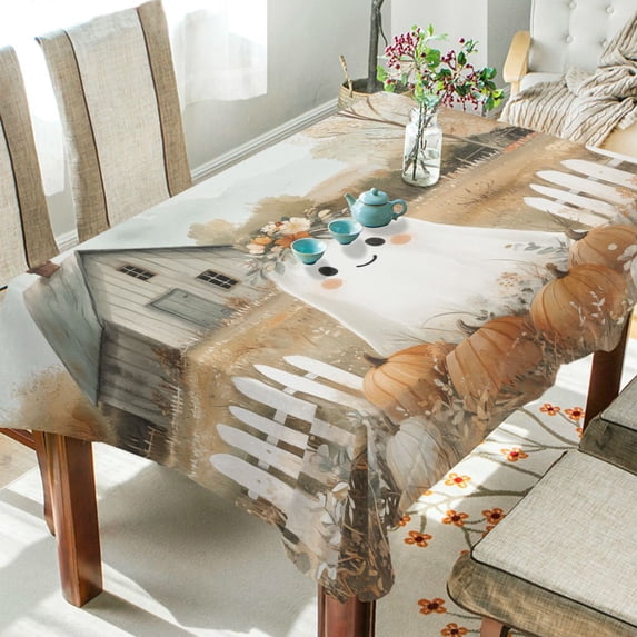 Yayeee Tablecloths 60" x 90" Rectangle Wrinkle Resistant Party Table Cover, Cute Halloween Pumpkins
