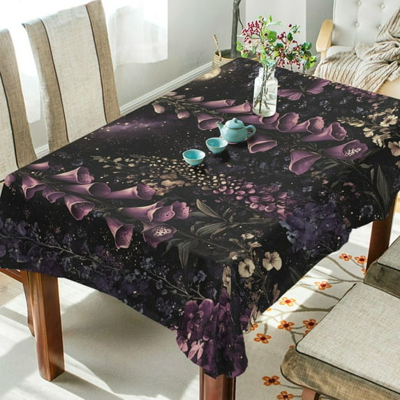 Yayeee Tablecloths 60" x 90" Rectangle Wrinkle Resistant Party Table Cover, Dark Gothic Floral