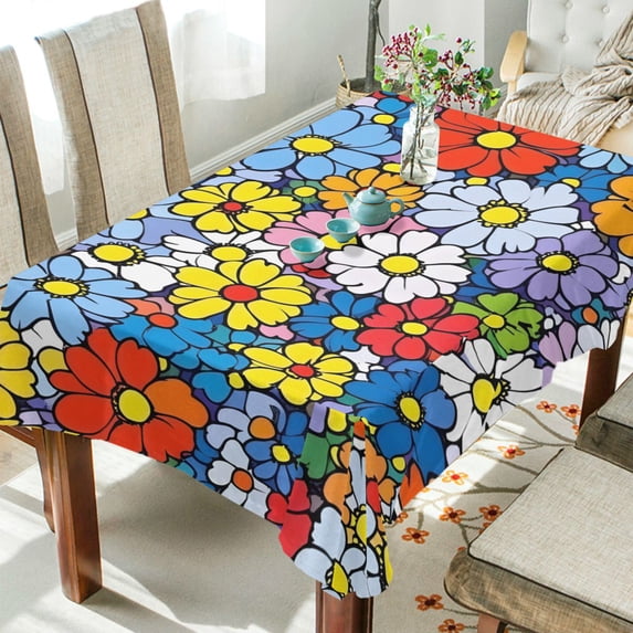 Yayeee Tablecloths 60" x 90" Rectangle Wrinkle Resistant Party Table Cover, Floral Fiesta