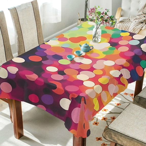 Yayeee Tablecloths 60" x 90" Rectangle Wrinkle Resistant Party Table Cover, Green Colorful Circles