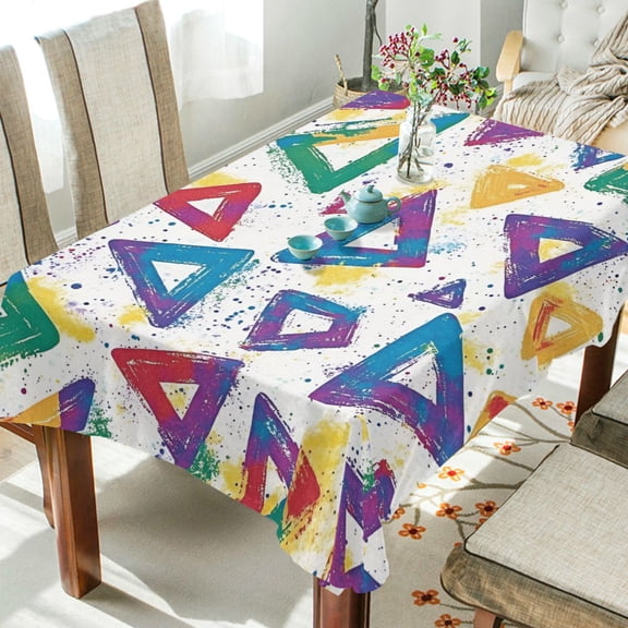 Yayeee Tablecloths 60" x 90" Rectangle Wrinkle Resistant Party Table Cover, Green Simple Triangles