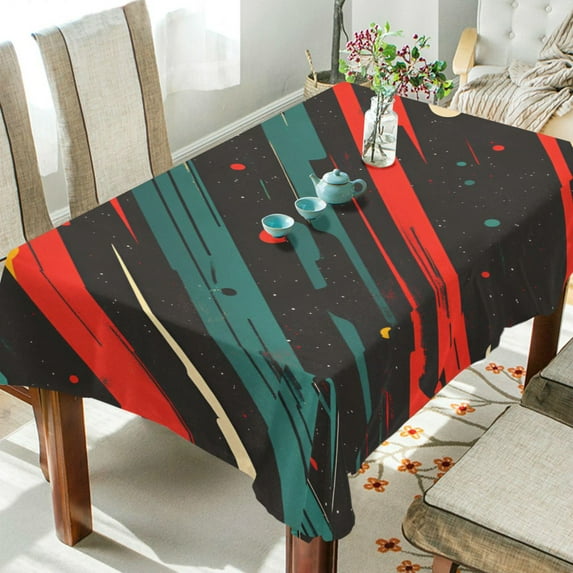 Yayeee Tablecloths 60" x 90" Rectangle Wrinkle Resistant Party Table Cover, Green Stars Abstract