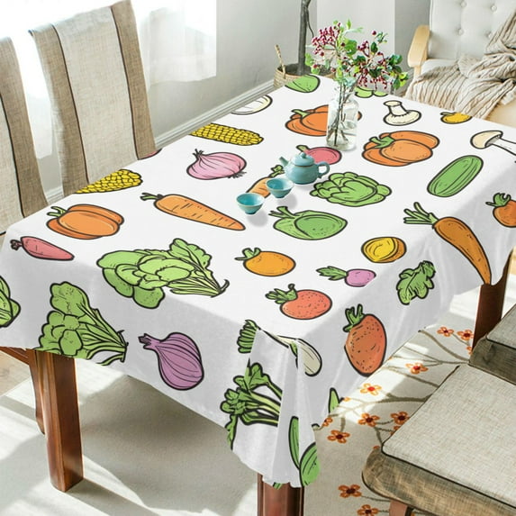Yayeee Tablecloths 60" x 90" Rectangle Wrinkle Resistant Party Table Cover, Green Vegetables Pattern