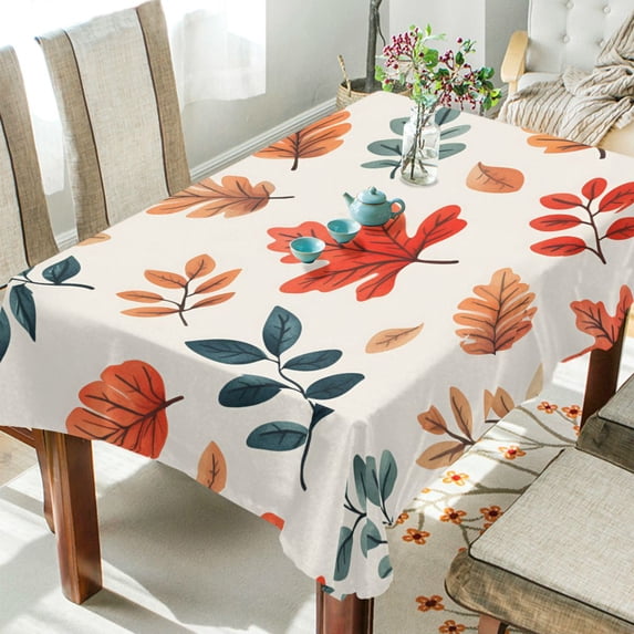 Yayeee Tablecloths 60" x 90" Rectangle Wrinkle Resistant Party Table Cover, Hand Drawn Autumn Leaves